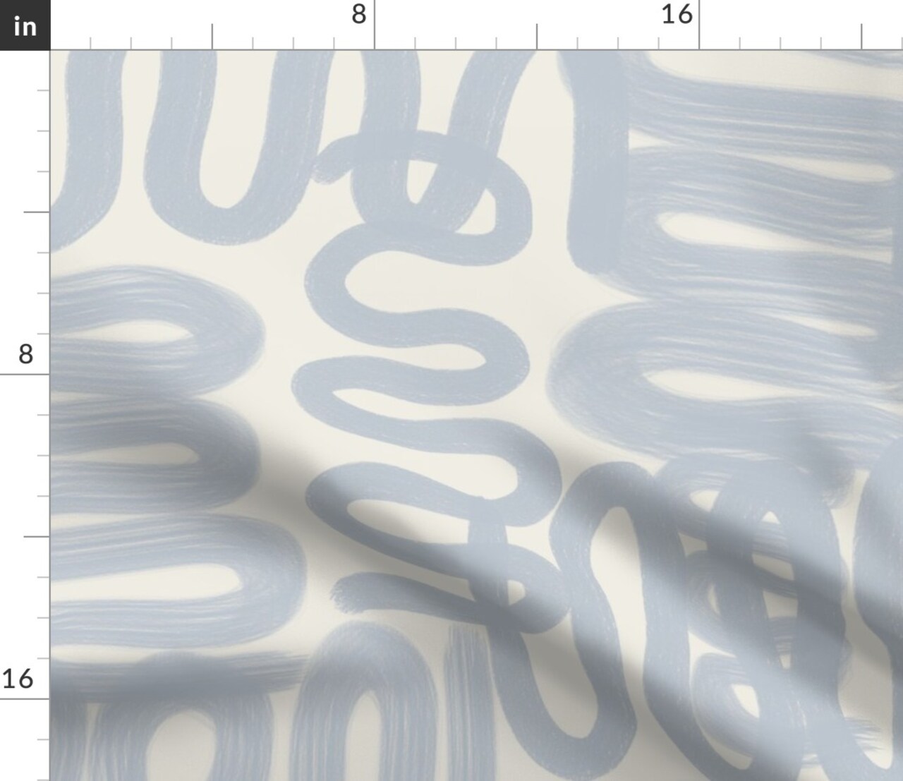 Abstract Cream Paint Graffiti Soft Blue Squiggle Doodle Hand Drawn Freehand Custom Printed Fabric by Spoonflower Various Fabrics by the Yard or Fat Quarter